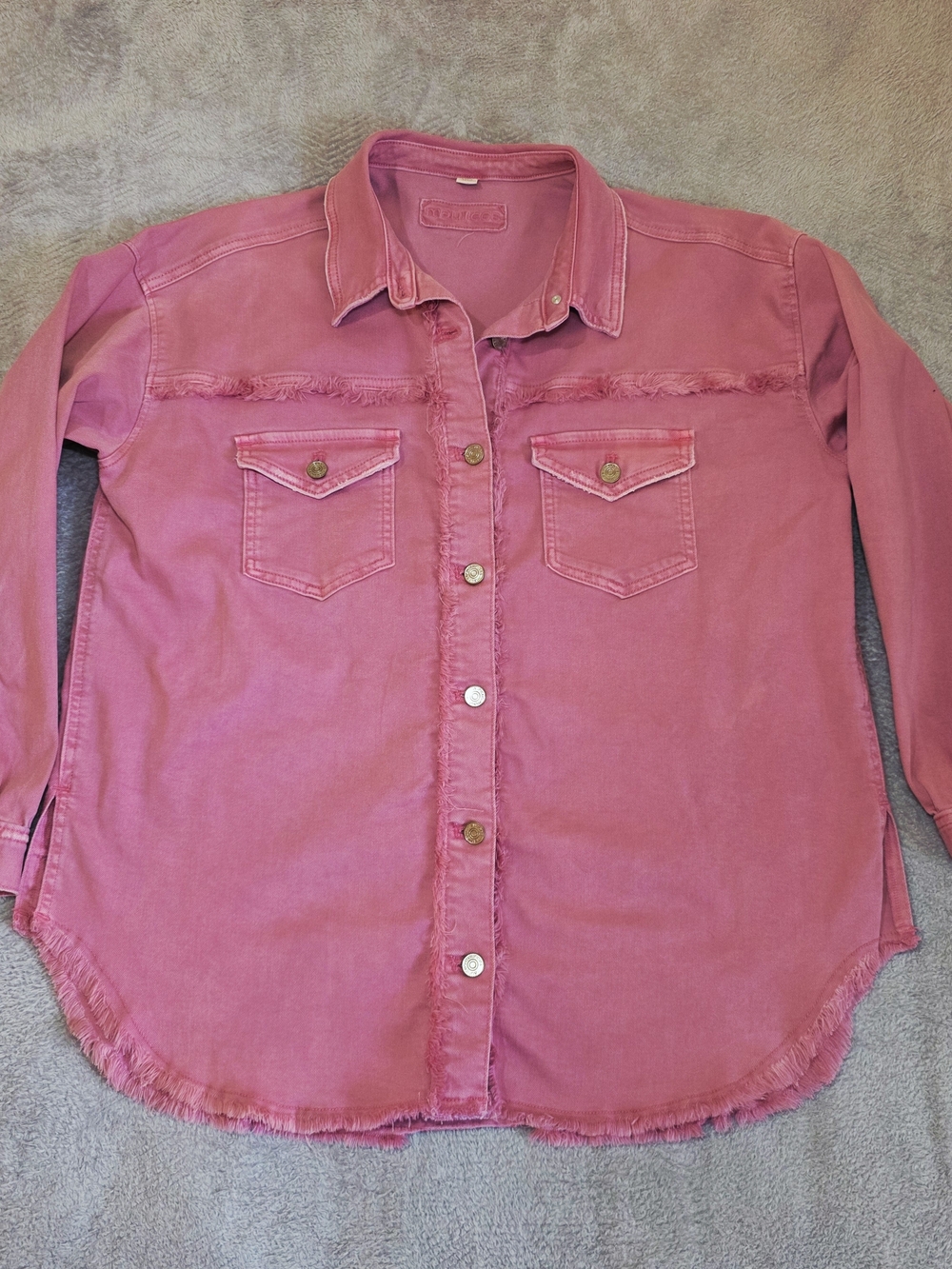 Western Fringe Shacket Dusty Rose Pink Boho Cowgirl Sz L